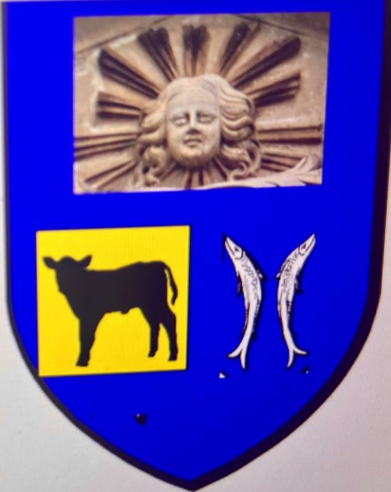 Blason Chateau Poissons fronton Roi Soleil Louis XIV